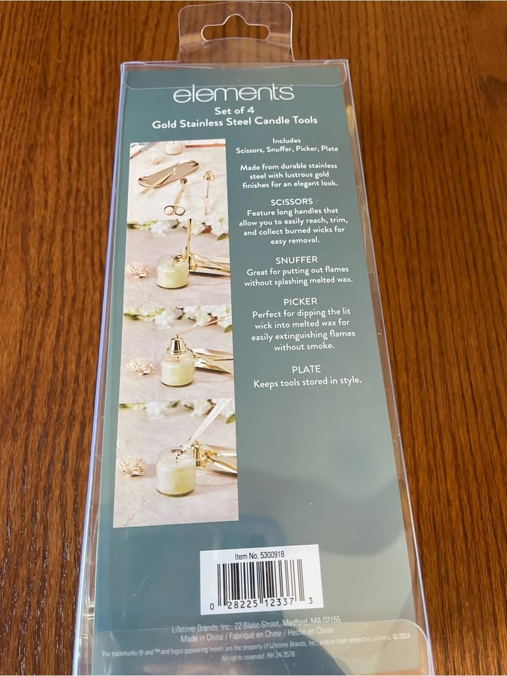 NWT Elements Gold Stainless Steel Candle Care Set - 4 Piece